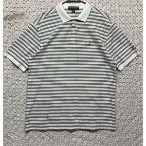 Masters Collection 60's Two-Ply Mercerized Men's L Striped Golf Polo Shirt White